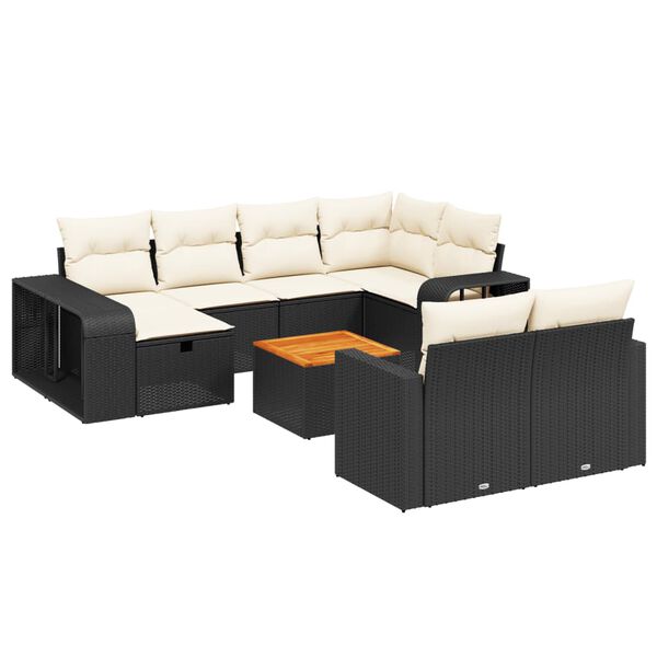 vidaXL 11-dijelni set vrtnih sofa od poliratana s jastucima crni