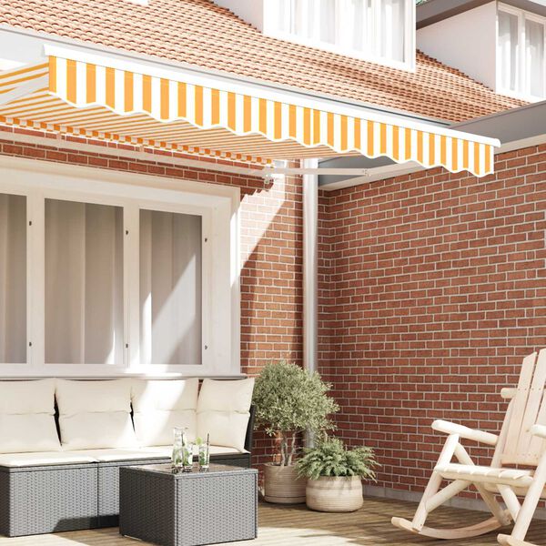 vidaXL Nadstre&scaron;nica Žuta i bijela 580 x 20 cm Platno