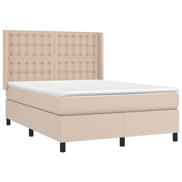 vidaXL Krevet box spring madrac LED cappuccino 140x190cm umjetna koža