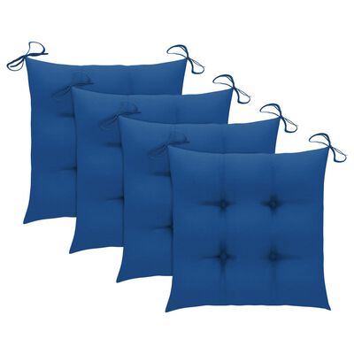 vidaXL Vrtne stolice s plavim jastucima 4 kom od masivne tikovine