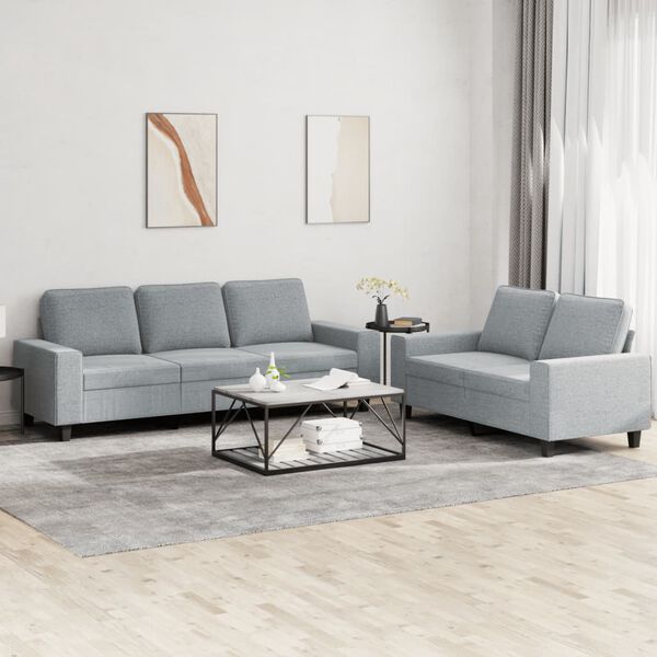 vidaXL 2-dijelni set sofa svjetlosivi od tkanine