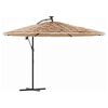 vidaXL Vrtni suncobran LED s čeličnom &scaron;ipkom smeđi 290x290x238 cm