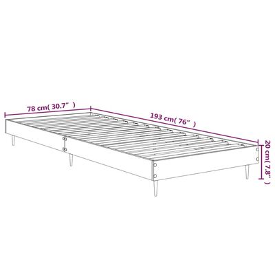 vidaXL Okvir za krevet boja hrasta 75 x 190 cm od konstruiranog drva