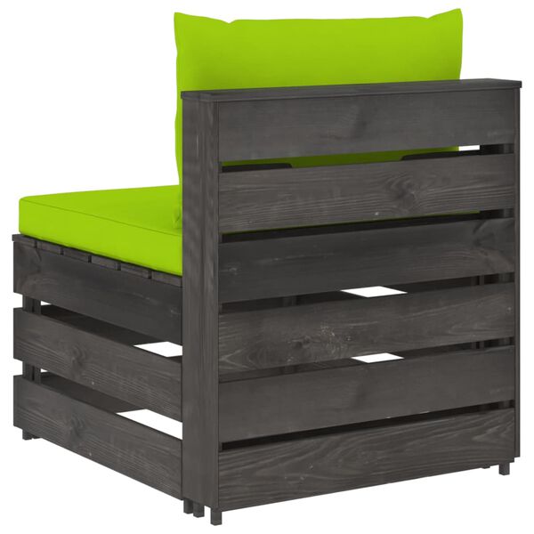 vidaXL Modularna srednja sofa s jastucima od sivo impregniranog drva