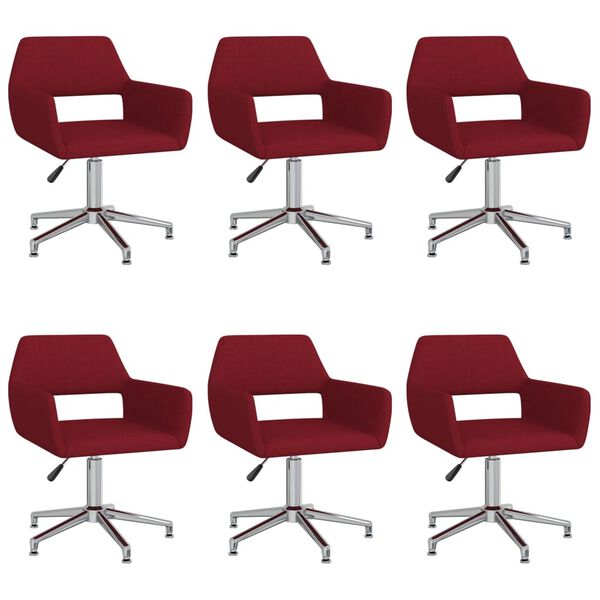vidaXL Okretne blagovaonske stolice od tkanine 6 kom crvena boja vina