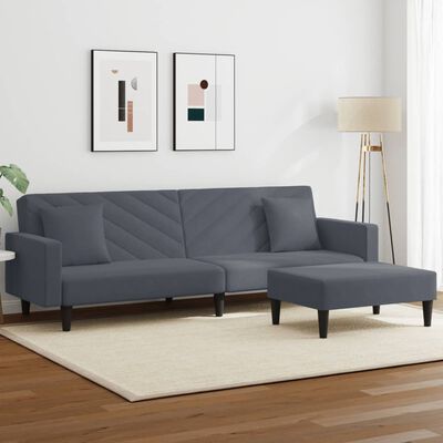 vidaXL 2-dijelni set sofa s jastucima tamnosivi baršunasti