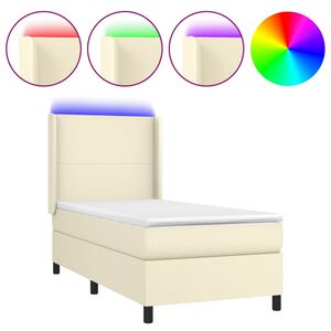 vidaXL Krevet box spring s madracem LED krem 80x200 cm od umjetne kože
