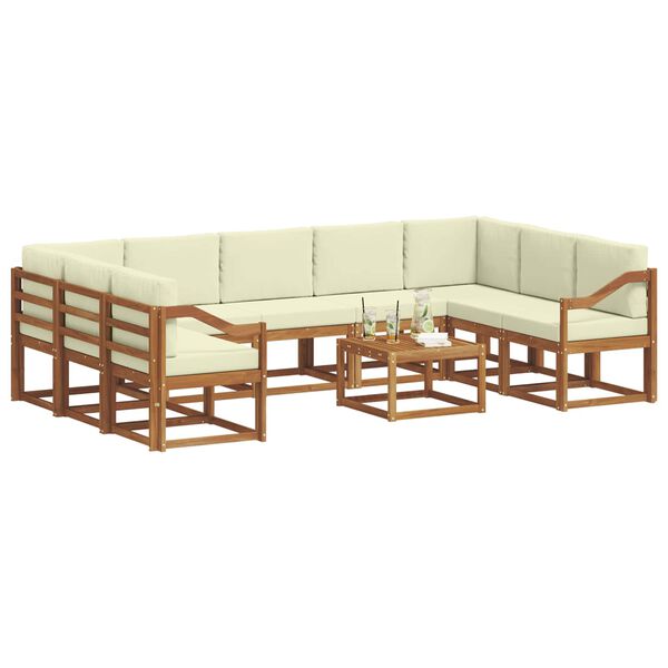 vidaXL Set vanjskih sofa s jastukom 10 pcs Prirodna i krem
