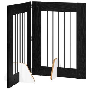 vidaXL Preklopna vrata za pse s postoljem 2 pcs Crni hrast 120,5 cm