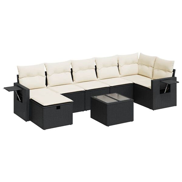 vidaXL 8-dijelni set vrtnih sofa od poliratana s jastucima crni