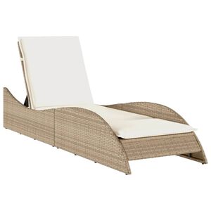 vidaXL Ležaljka za sunčanje s jastukom bež 60x205x73 cm poliratan