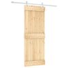 vidaXL Klizna vrata Prirodna i bijela 80 x 210 cm Čvrsta borovina
