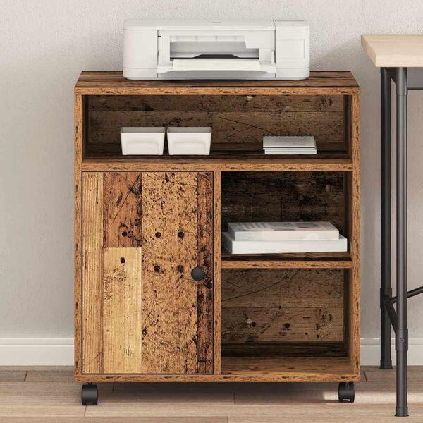 vidaXL Držač za printer Staro drvo 60 x 50 x 67 cm Konstruirano drvo
