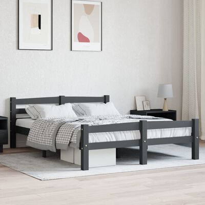 vidaXL Okvir za krevet od masivne borovine tamnosivi 120 x 200 cm