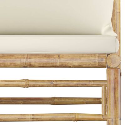 vidaXL 12-dijelna vrtna garnitura od bambusa s krem bijelim jastucima
