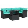 vidaXL 6-dijelni set vrtnih sofa s jastucima crni od poliratana bagrem