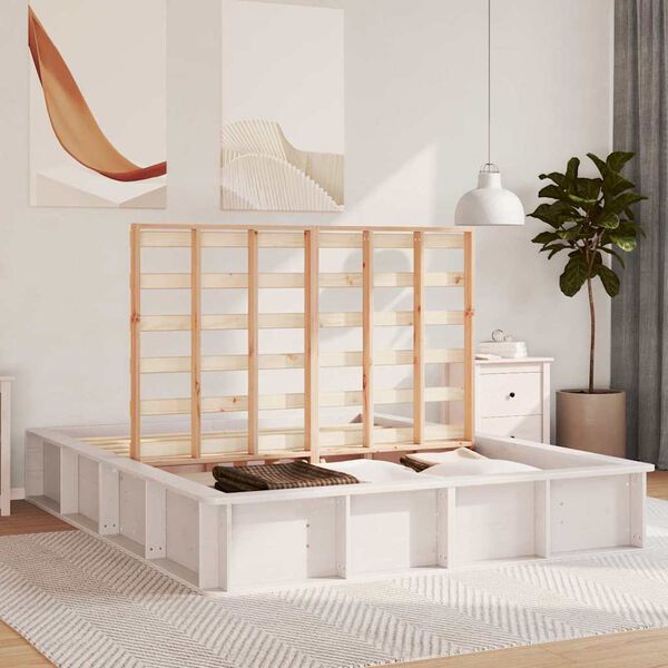 vidaXL Krevetna konstrukcija Bijelo 150 x 200 cm Čvrsto borovo drvo