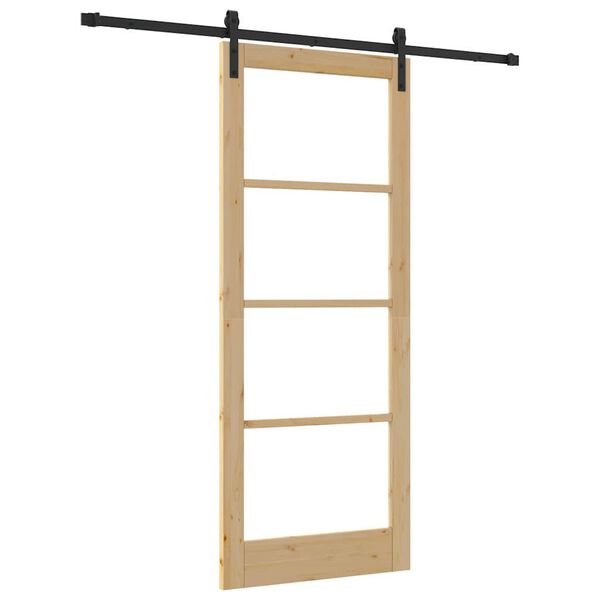 vidaXL Klizna vrata ORKDAL Prirodna i crna 86 x 211 cm