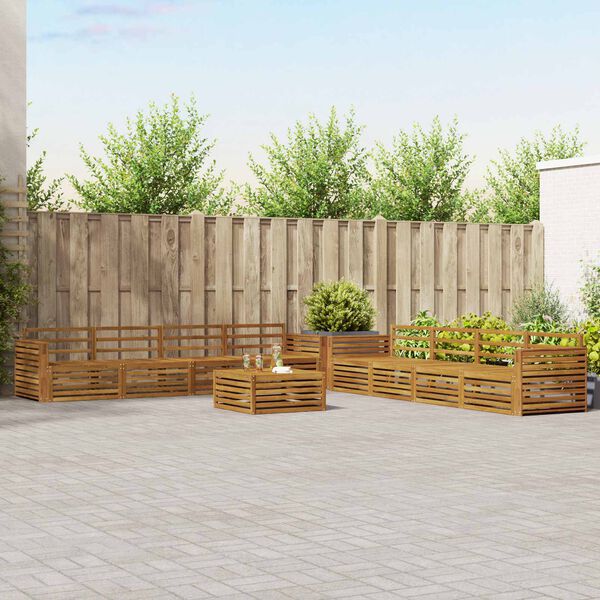 vidaXL Set vanjskih sofa 9 pcs Prirodna