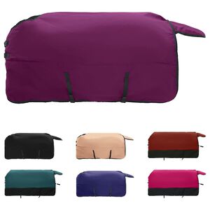 vidaXL Pokrivač za konje Tamno zelena i crna 145 cm Poliester