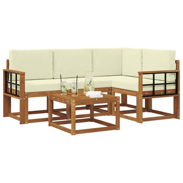 vidaXL Set vanjskih sofa s jastukom 5 pcs Prirodna i krem