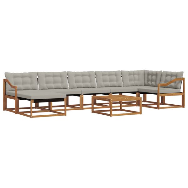 vidaXL Set vanjskih sofa s jastukom 8 pcs Prirodna i svijetlo siva