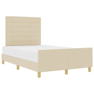 vidaXL Krevetna konstrukcija s uzglavljem Krema 140 x 200 cm tkanina
