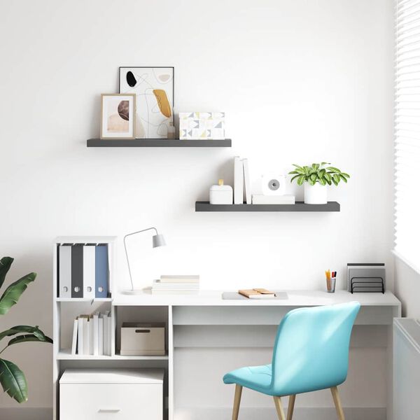 vidaXL Plutajuće zidne police 2 kom sjajne sive 80 x 23,5 x 3,8 cm MDF