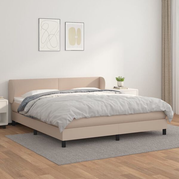 vidaXL Krevet box spring s madracem cappuccino 180x200 cm umjetna koža