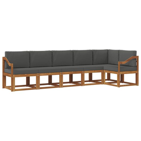 vidaXL Set vanjskih sofa s jastukom 6 pcs Prirodna i antracit