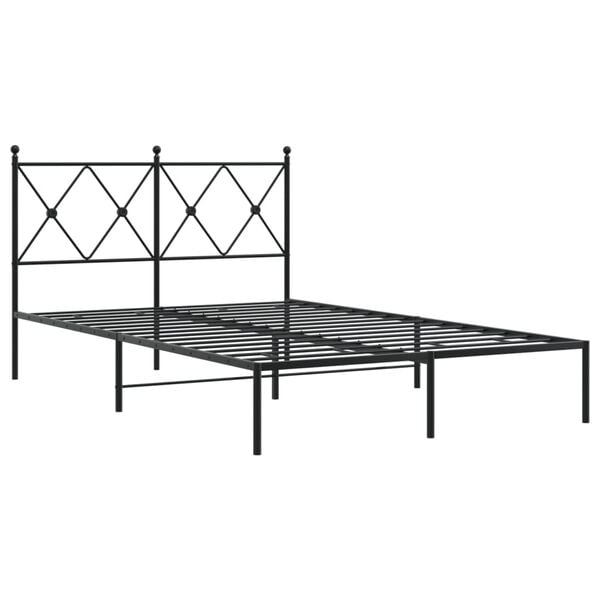 vidaXL Metalni okvir za krevet s uzglavljem crni 120x190 cm