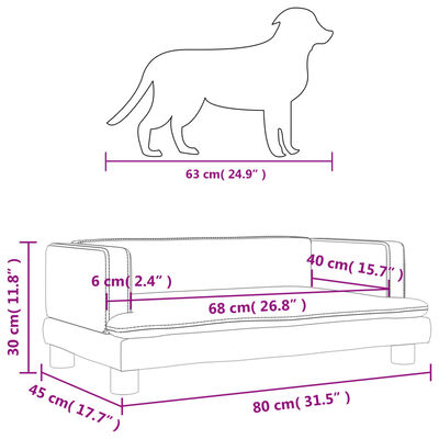 vidaXL Krevet za pse smeđi 80 x 45 x 30 cm baršunasti