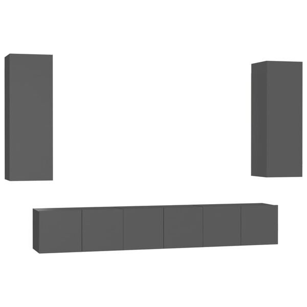 vidaXL 5-dijelni set TV ormarića sivi od konstruiranog drva
