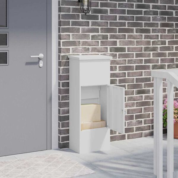 vidaXL Sandučić za pakete Bijelo 44.5 x 29 x 110.5 cm Čelik