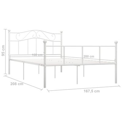 vidaXL Okvir za krevet bijeli metalni 160 x 200 cm