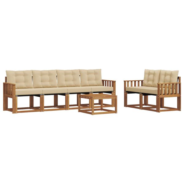 vidaXL Set vanjskih sofa s jastukom 7 pcs Prirodna i bež
