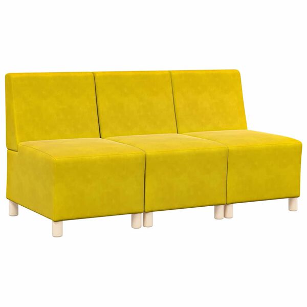 vidaXL Modularna sofa bez naslona 3 pcs Žuta 55 x 74 x 82 cm Bar&scaron;un