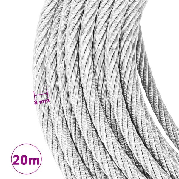 vidaXL Kabel od žičanog užeta 800 kg 20 m