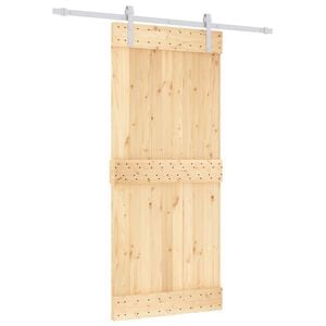 vidaXL Klizna vrata Prirodna i bijela 90 x 210 cm Čvrsta borovina