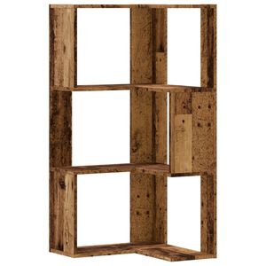 vidaXL Kutni regal za knjige s 3 razine staro drvo 50x50x102cm drveni