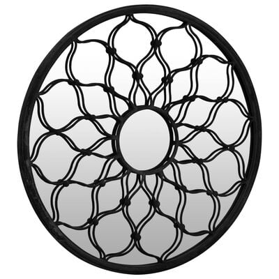 vidaXL Vrtno ogledalo crno 60 x 3 cm okruglo željezno vanjska upotreba