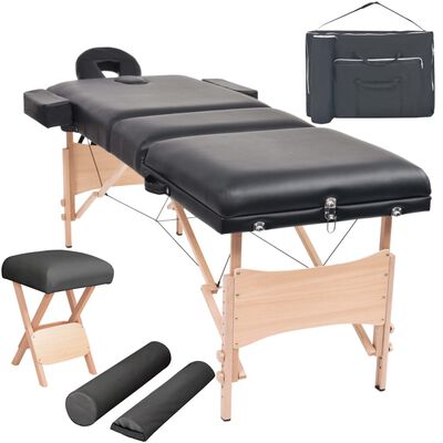 vidaXL Sklopivi trodijelni stol za masažu i stolica set debljina 10 cm