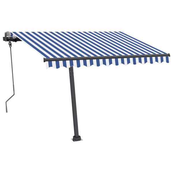 vidaXL Tenda na ručno uvlačenje LED 300 x 250 cm plavo-bijela