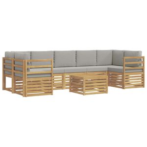 vidaXL Set vanjskih sofa 8 kom. Bijela i svjetlosiva Poliester