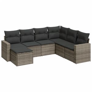 vidaXL 7-dijelni set vrtnih sofa sivi od poliratana