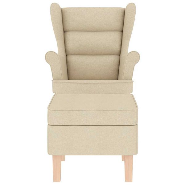 vidaXL Stolica za ljuljanje od tkanine s tabureom krem