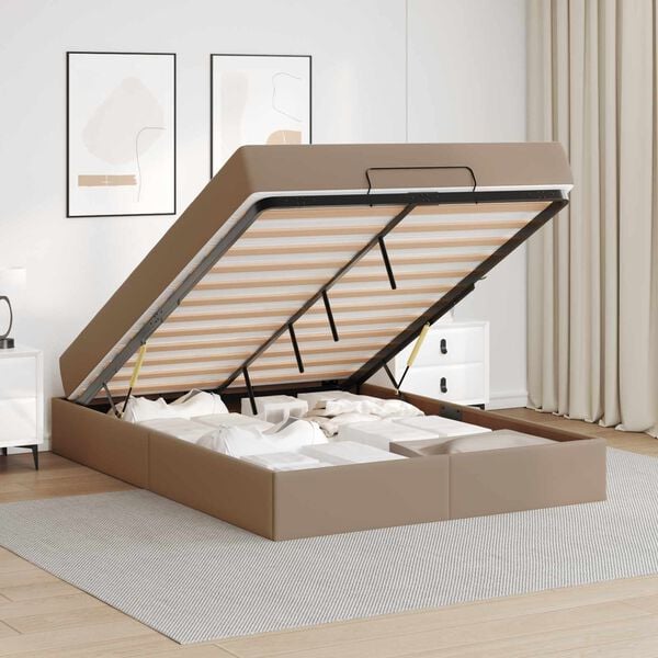 vidaXL Okvir kreveta s madracem s madracem 2 pcs Smeđa PVC