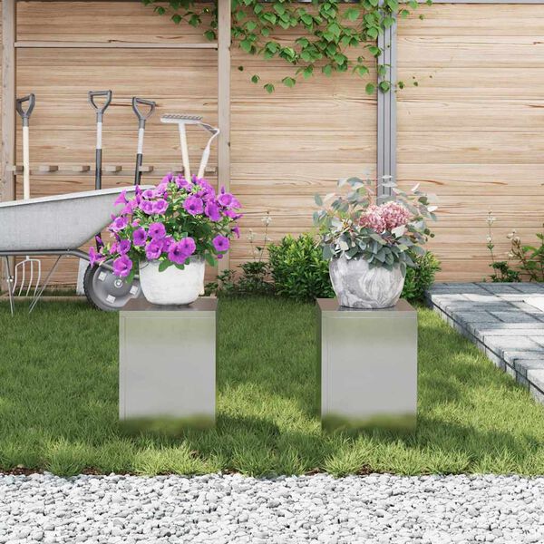 vidaXL Stalak za biljke 2 pcs Srebrno 24 x 24 x 35 cm Nehrđajući čelik