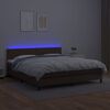 vidaXL Krevet box spring s madracem LED smeđi 160x200 cm umjetna koža