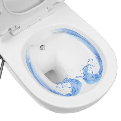 vidaXL Zidna WC školjka s ugradbenim vodokotlićem keramička bijela